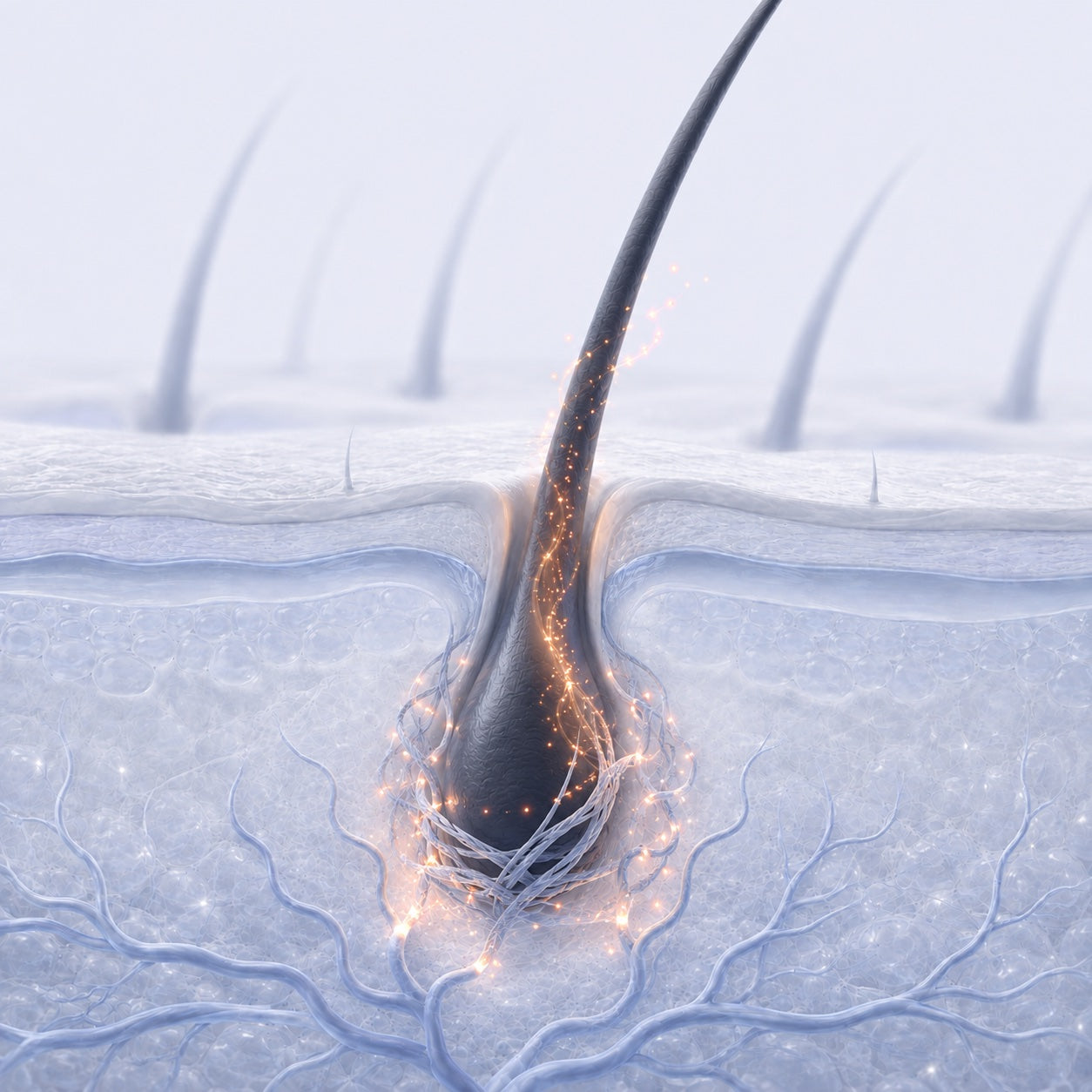 Diagram of the copper signal loosening the cuff and the follicle releasing