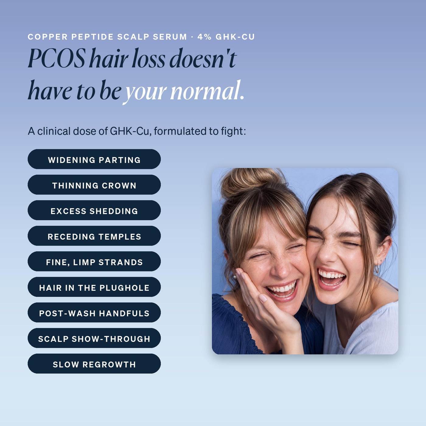 PCOS hair loss doesn't have to be your normal: formulated for widening parting, thinning crown, excess shedding